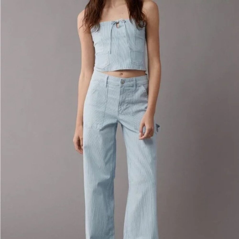 NWOT American Eagle Striped Wide Leg Jeans